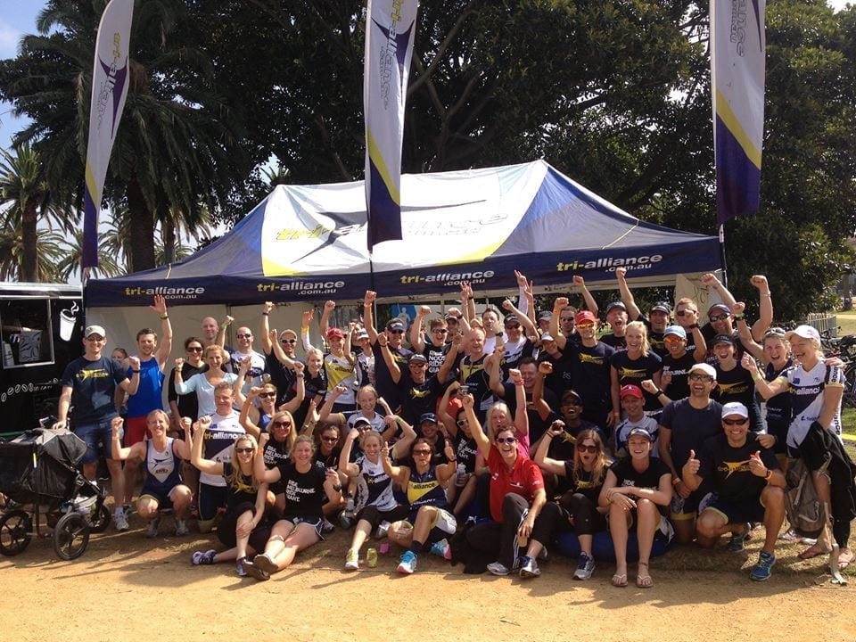 Tri Alliance athletes gathered for a celebratory squad portrait
